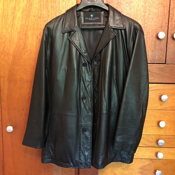 Men’s Leather Coat, Black, Kenneth Cole Reaction M - Picture 3 of 13